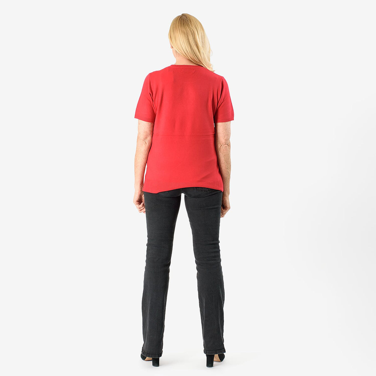 Emma Round Neck Solid Casual Top (Size 14) - Red V32575509 2