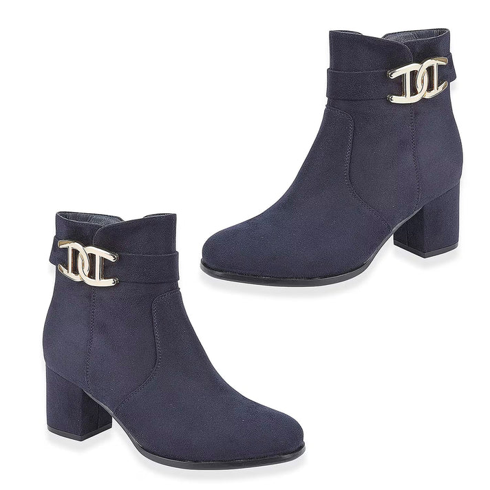 Emma Zelda Suede-Look Ankle Boot With Gold Buckle (Size 4) - Plum 8281315 1