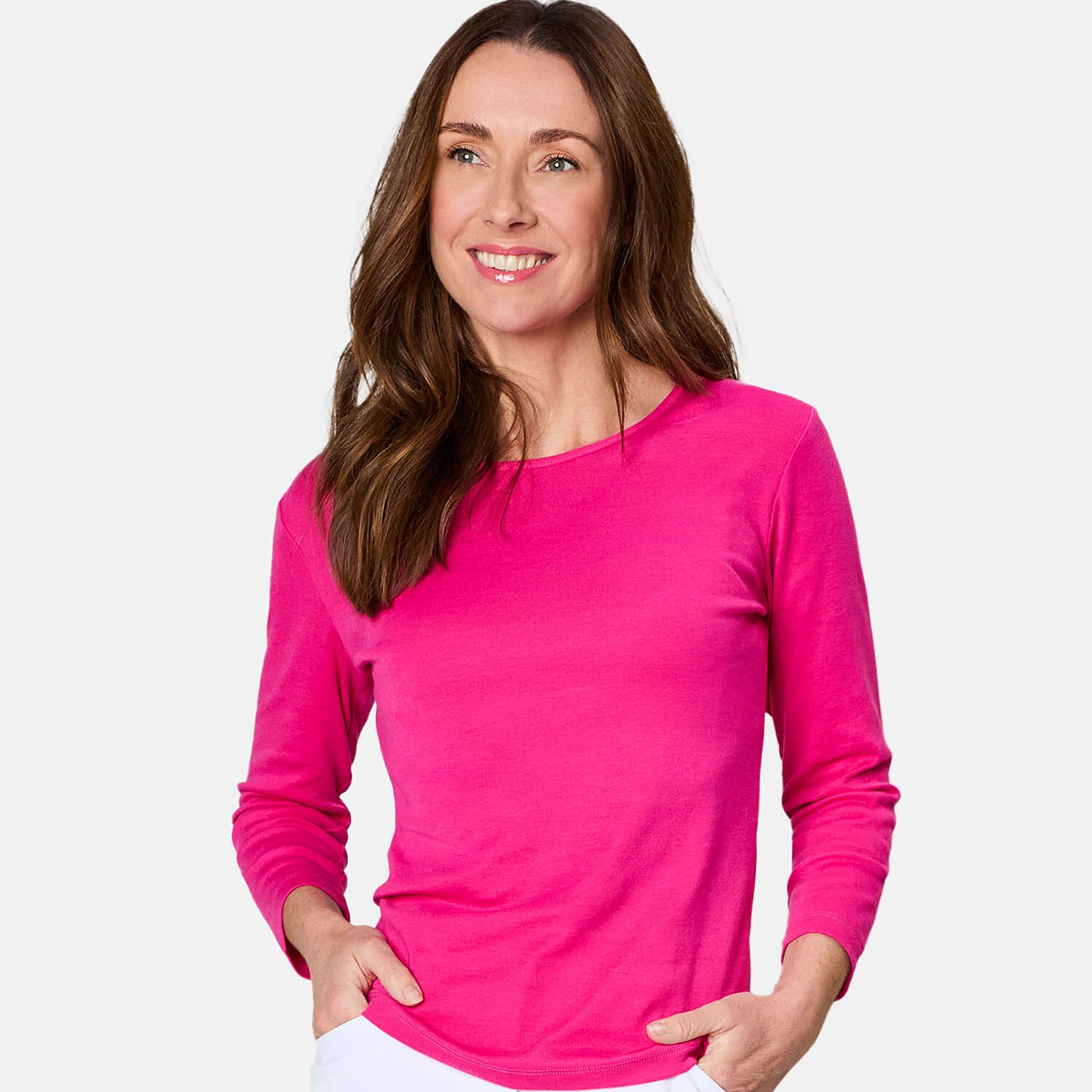 Emreco 3-4 Sleeve Crew Neck Top (Size 10) - Pink 7744781 2