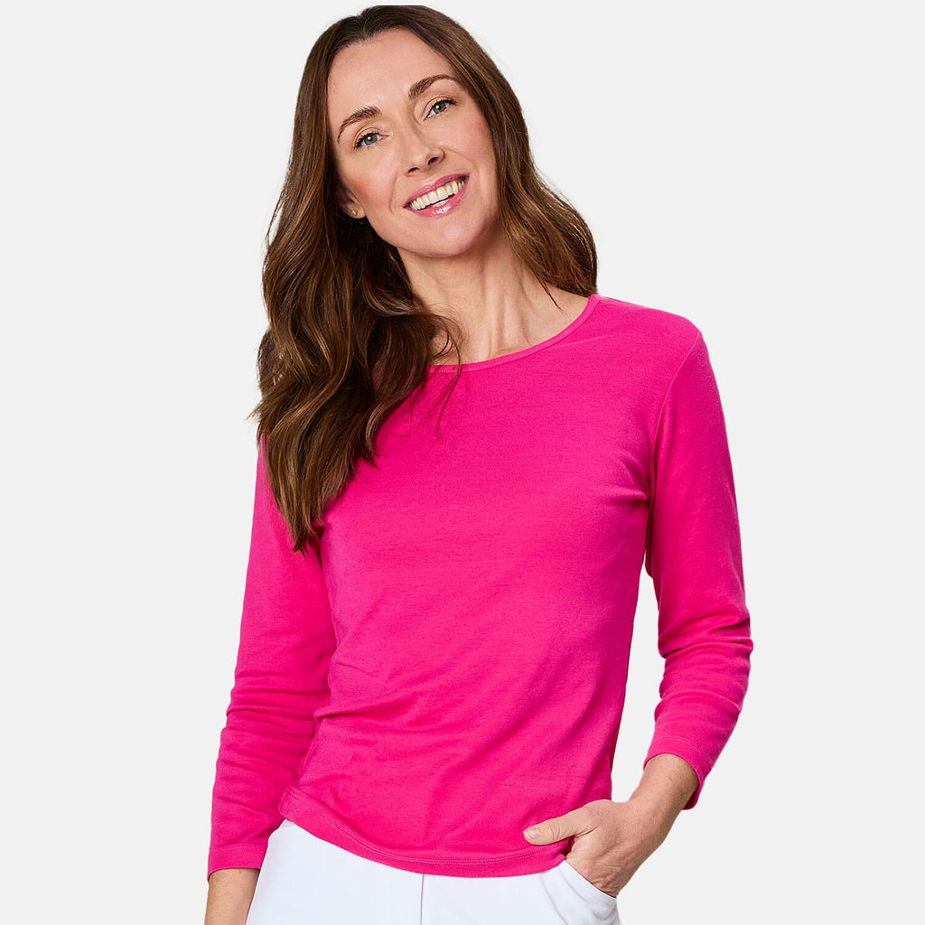 Emreco 3-4 Sleeve Crew Neck Top (Size 10) - Pink