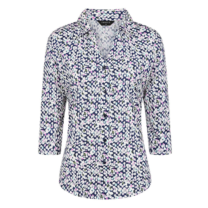 Emreco 3-4 Sleeve Print Mandarin Collar Blouse (Size 14) - White 8226210 2