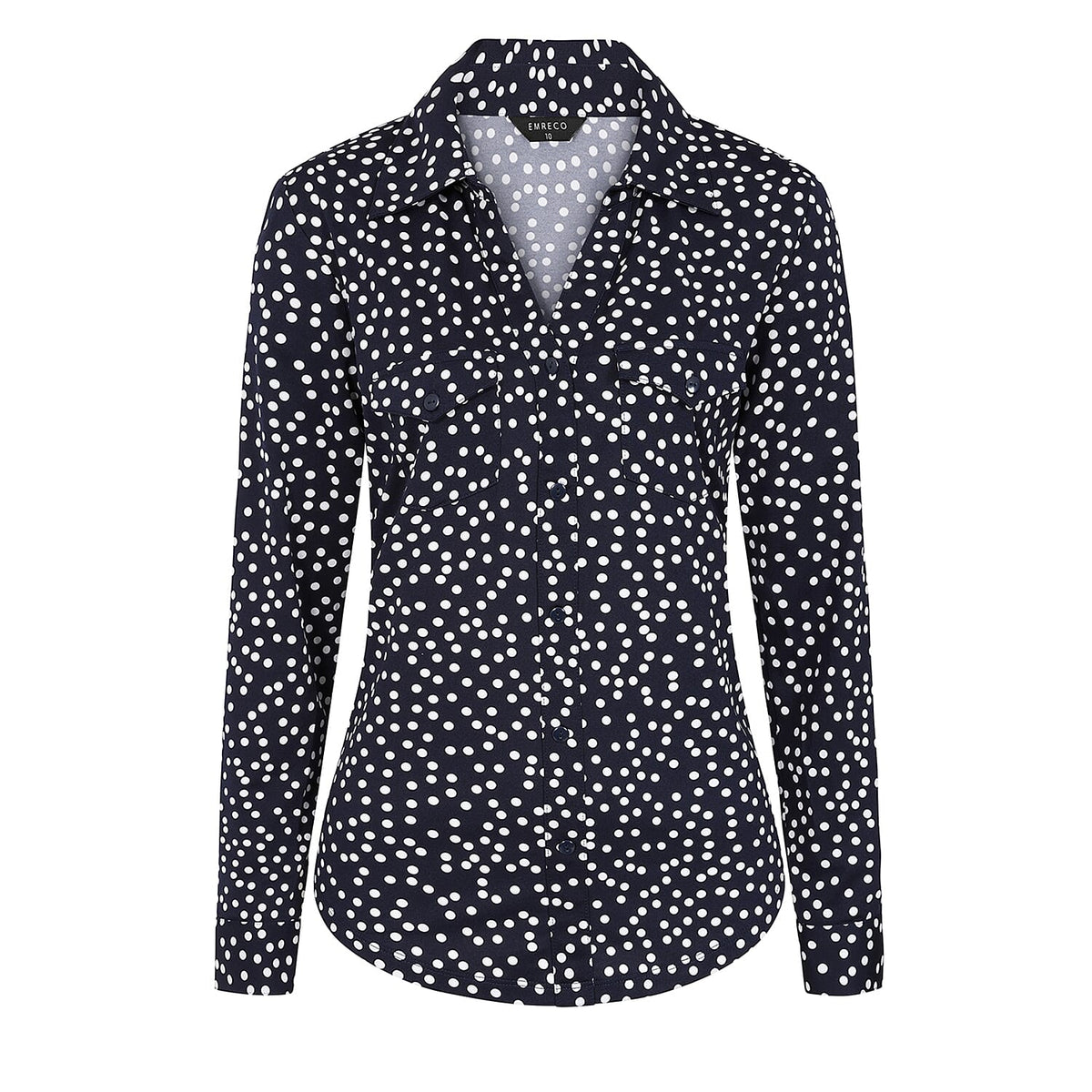 Emreco 3/4 Sleeve Print Mandarin Collar Blouse (Size 16) - Blue V32514057 1
