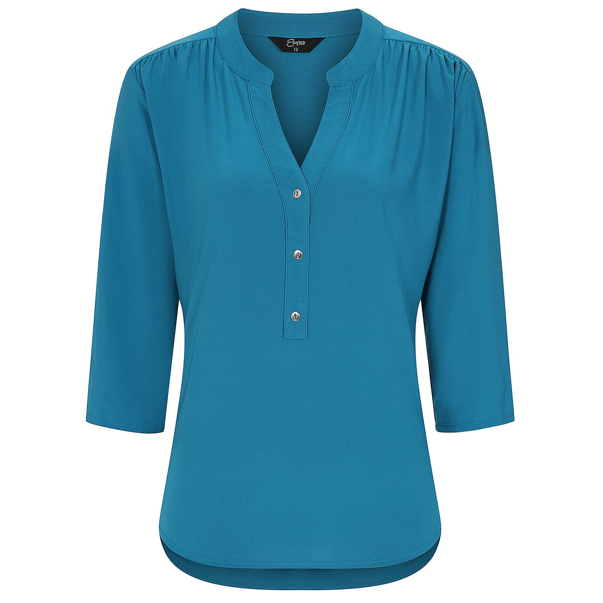 Emreco 3/4 Sleeve Plain Mandarin Collar Blouse 7968087 3