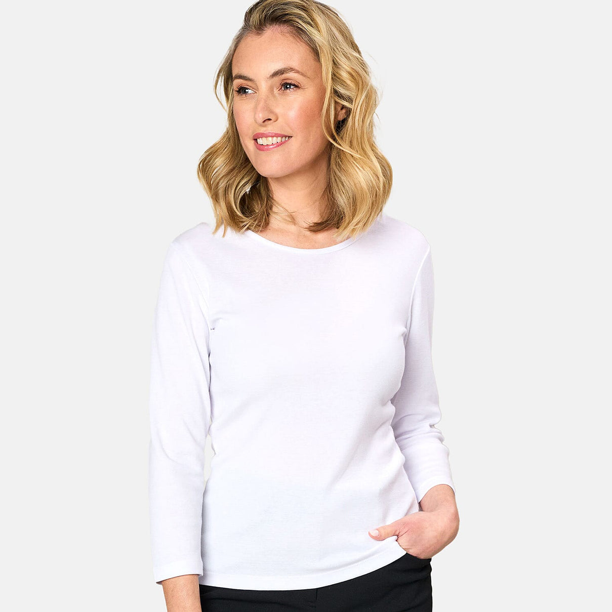 Emreco 3 Quarter Sleeve Crew Neck Top (Size 10) - White 7783195 0