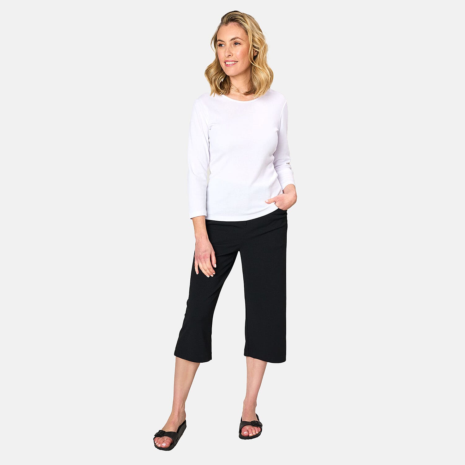 Emreco 3 Quarter Sleeve Crew Neck Top (Size 10) - White 7783195 1