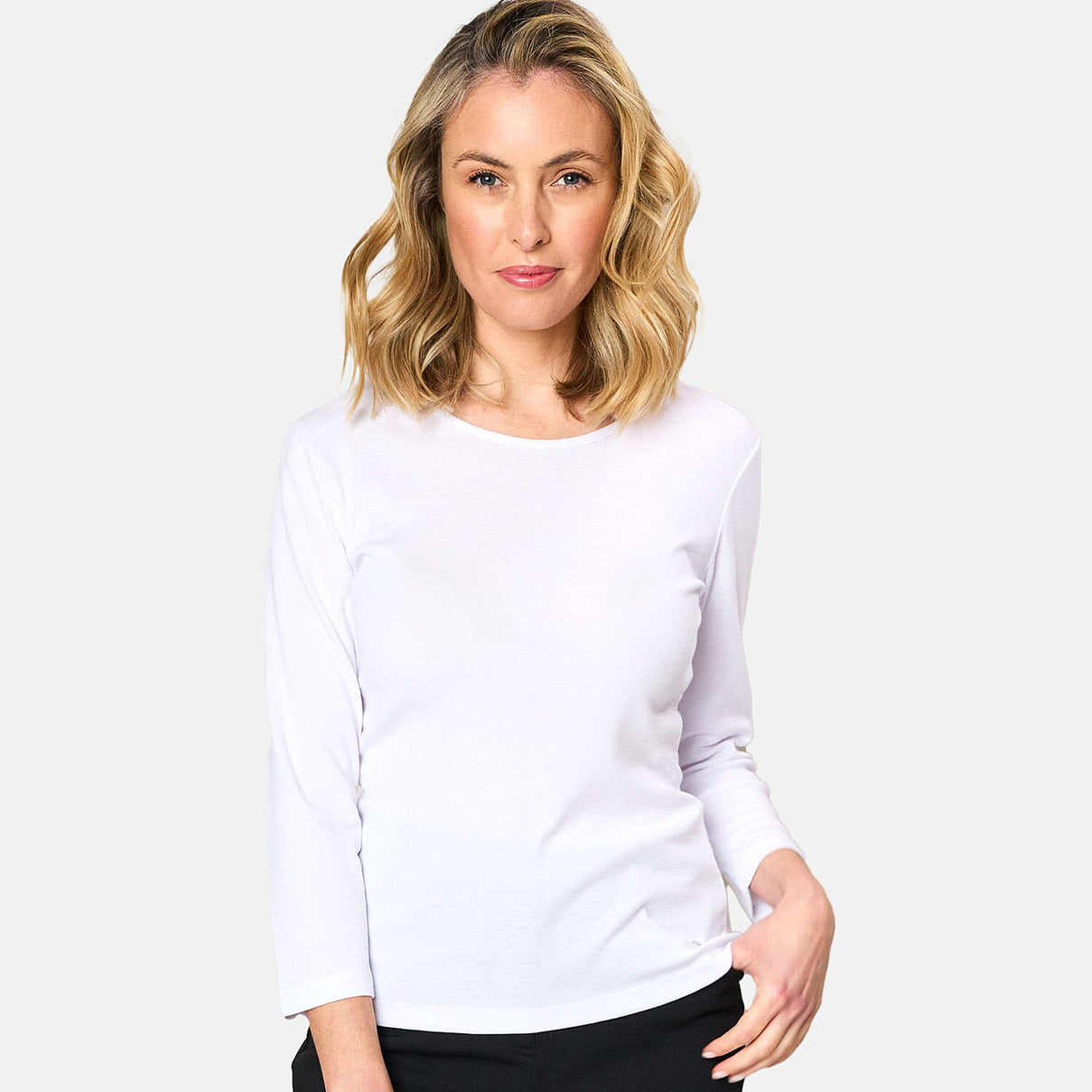 Emreco 3 Quarter Sleeve Crew Neck Top (Size 10) - White 7783195 2