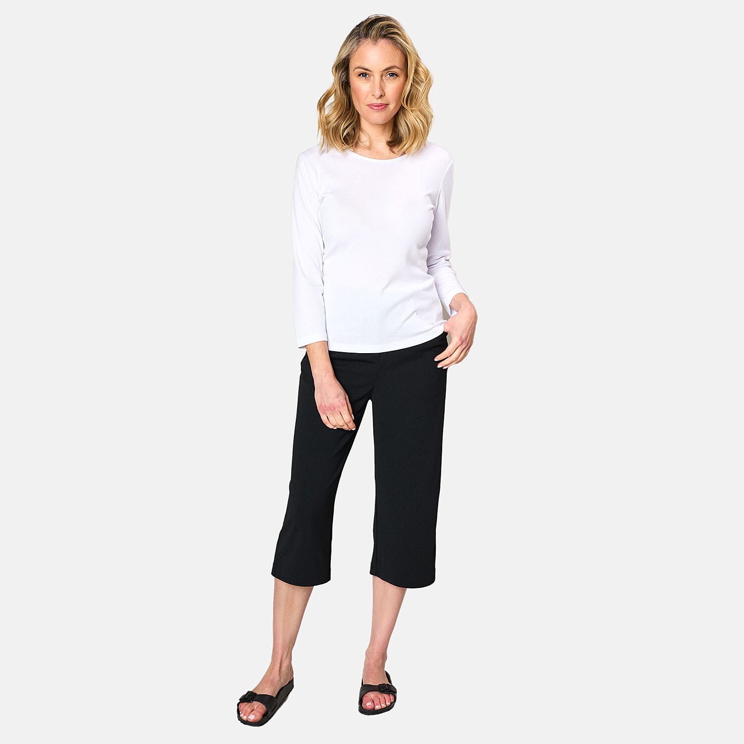 Emreco 3 Quarter Sleeve Crew Neck Top (Size 10) - White 7783195 3