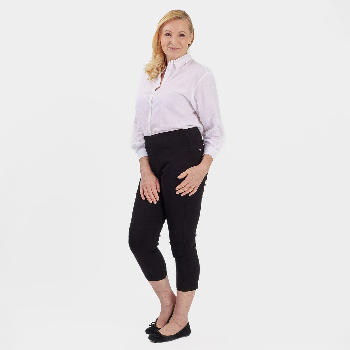 Emreco Crop Stretch Bengaline with Back Pockets (Size 12) - Black V32532494 2