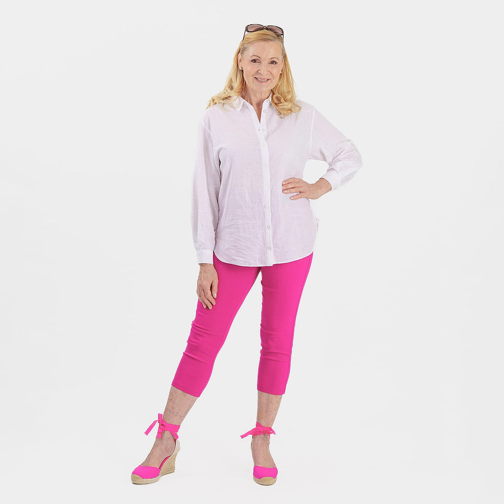 Emreco Crop Stretch Bengaline with Back Pockets (Size 16) - Cerise