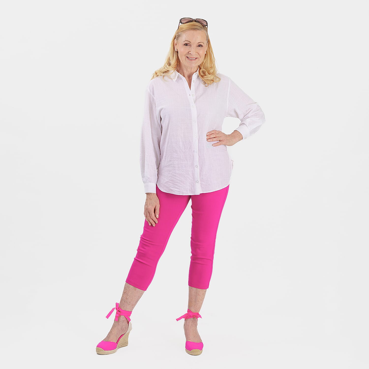 Emreco Crop Stretch Bengaline with Back Pockets (Size 16) - Cerise V32518763 0
