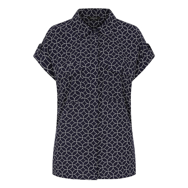 Emreco Spun Viscose Printed Short Sleeve Collared Blouse (Size 10) - Navy 8265736 2