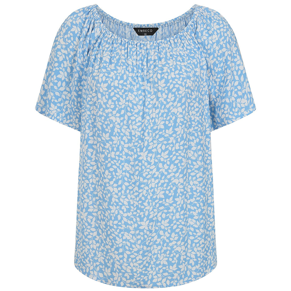 Emreco Womens Floral Print Short Sleeve Off-Shoulder Top (Size 16)