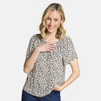 Emreco Short Sleeve Ivory Leaf Print Off-Shoulder Top (Size 18)