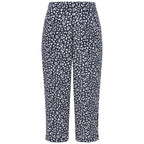Emreco Leaf Print Crinkle Wide Leg Culottes (Size 16) - Navy