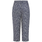 Emreco Leaf Print Crinkle Wide Leg Culottes (Size 16) - Navy
