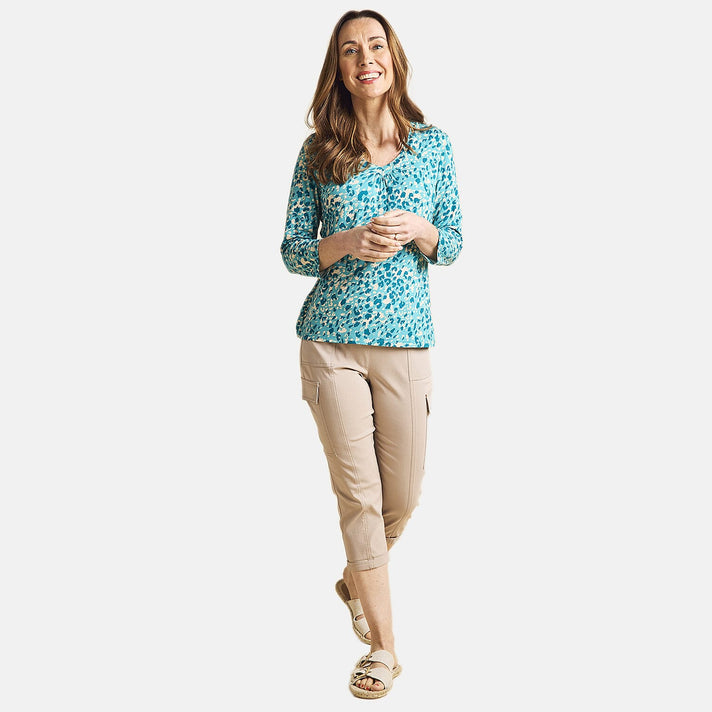 Emreco Casual 3-4 Sleeve V-Neck Animal Print Top 7972382 2