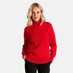 Emreco Chunky Cable Front Roll Neck Jumper (Size XL) - Red