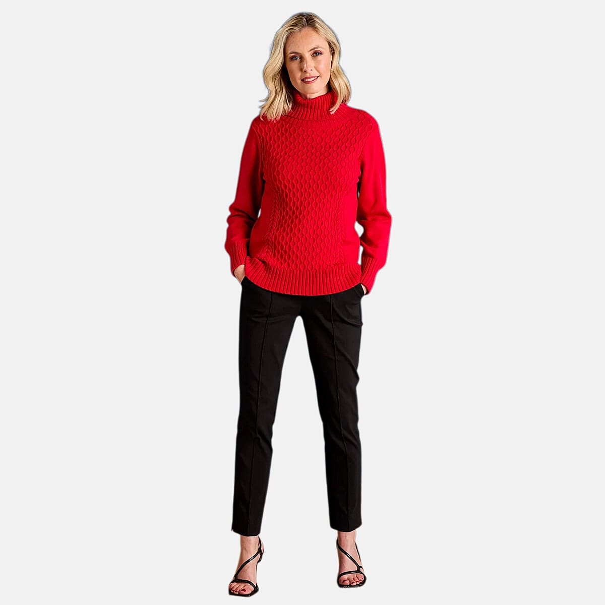 Emreco Chunky Cable Front Roll Neck Jumper (Size XL) - Red 8107640 1