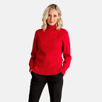 Emreco Chunky Cable Front Roll Neck Jumper (Size XL) - Red