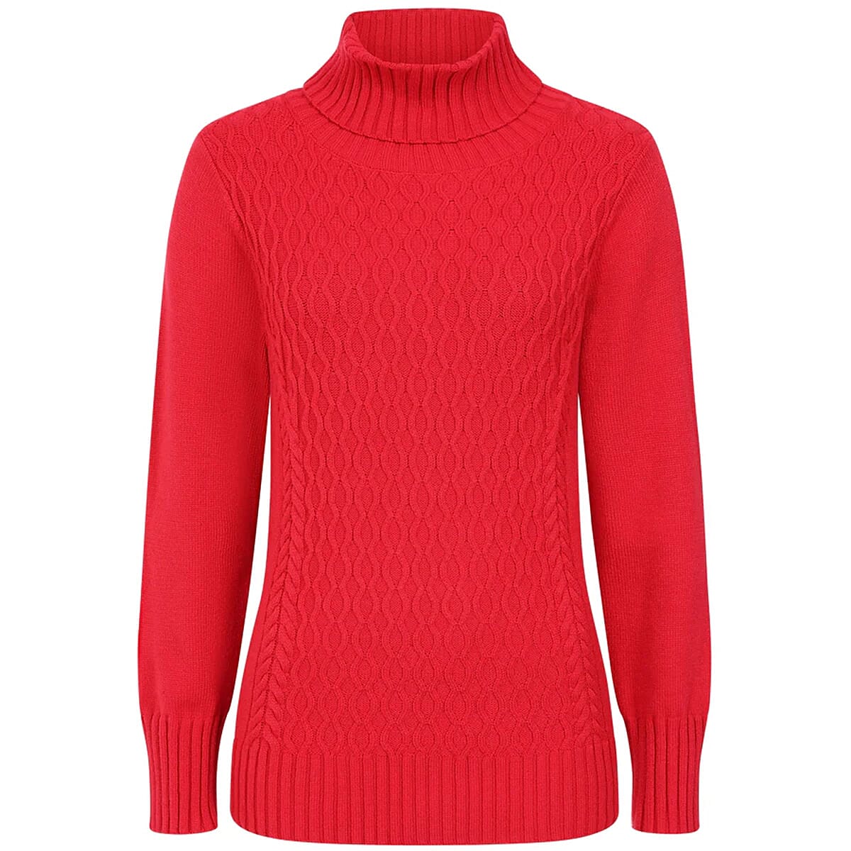 Emreco Chunky Cable Front Roll Neck Jumper (Size XL) - Red 8107640 3