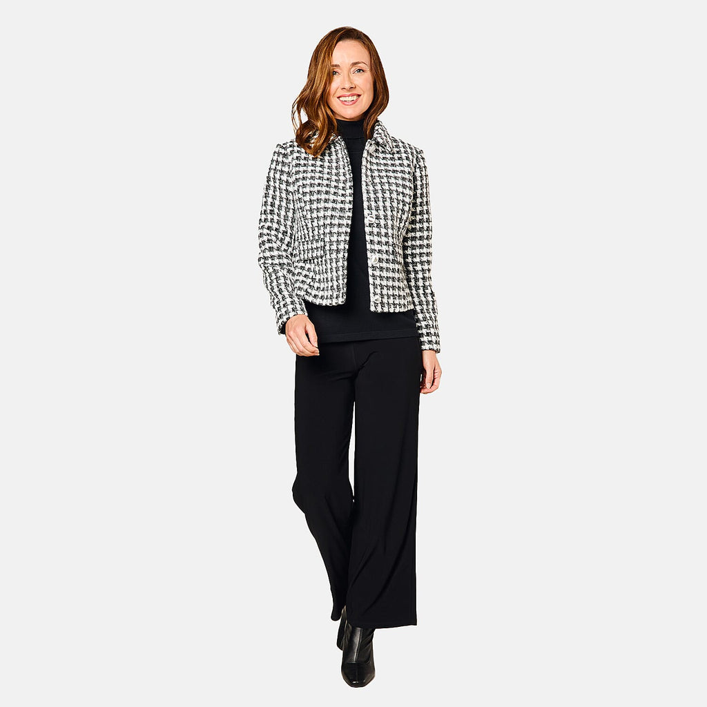 Emreco Classic Collar Cropped Boucle Jacket - Checkered