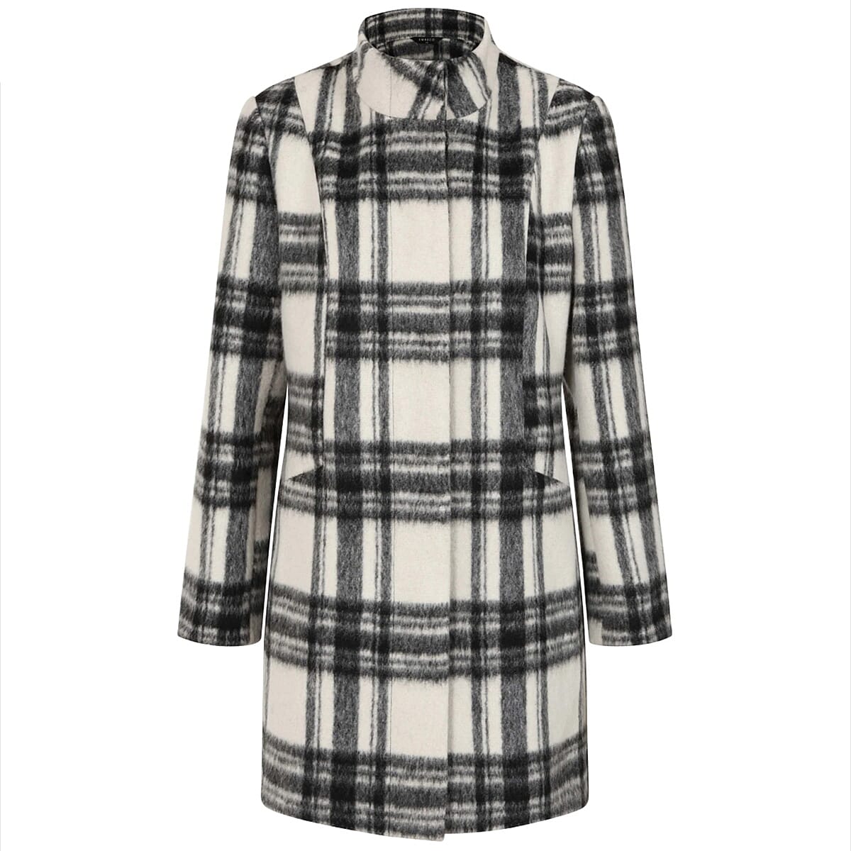 Emreco Check Funnel Neck Coat (Size 10) - Black &amp; White 8132860 4