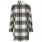 Emreco Check Funnel Neck Coat (Size 18) - Black & White
