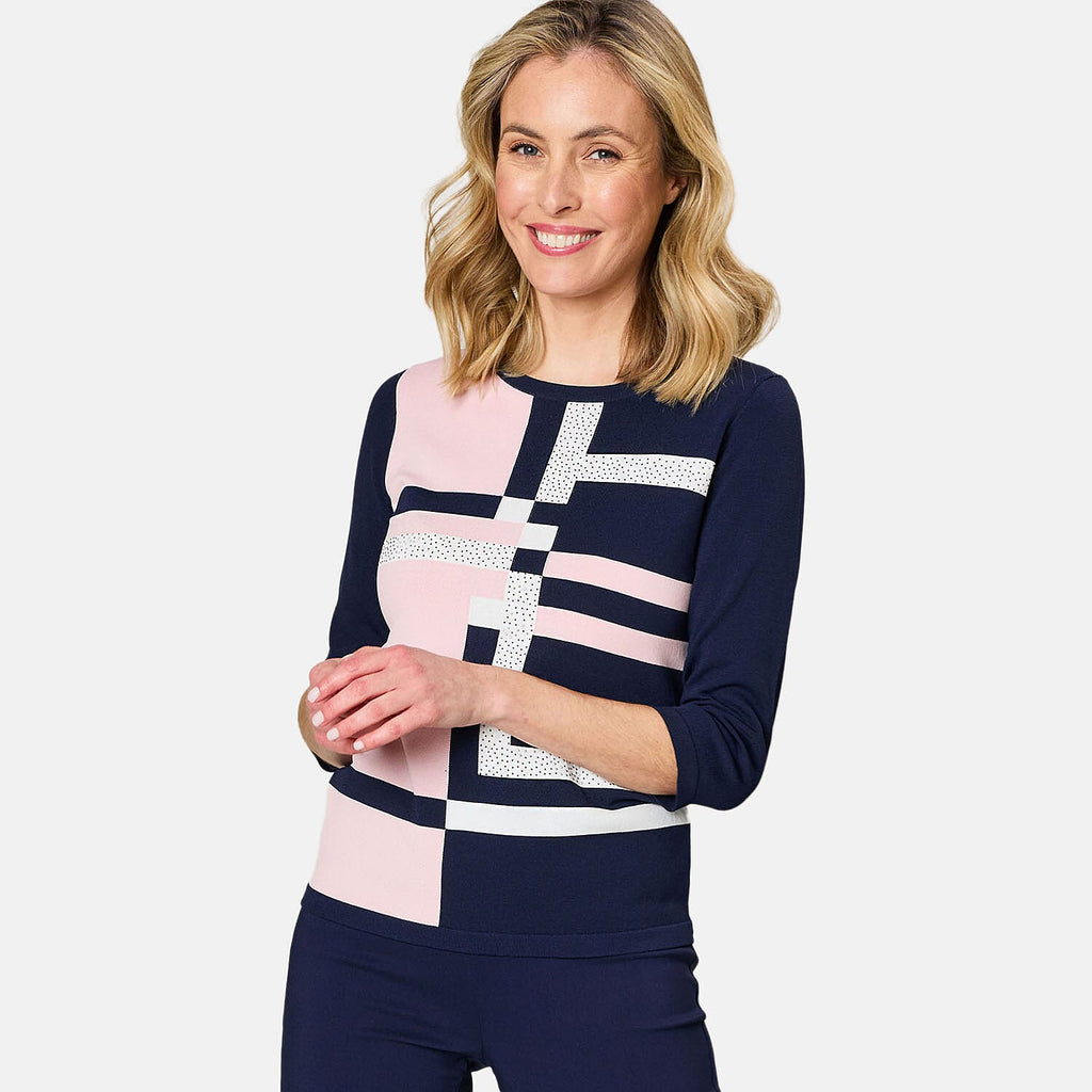 Emreco Colour Block Jumper (Size XL) - Pink & Navy