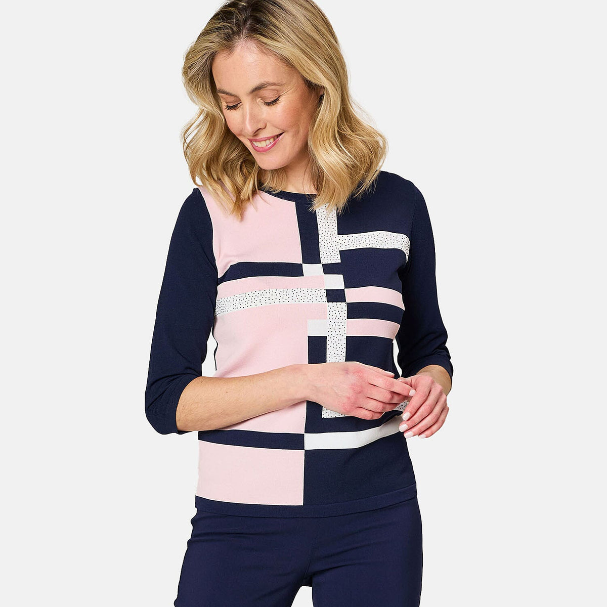 Emreco Colour Block Jumper (Size L) - Pink &amp; Navy 7744399 2