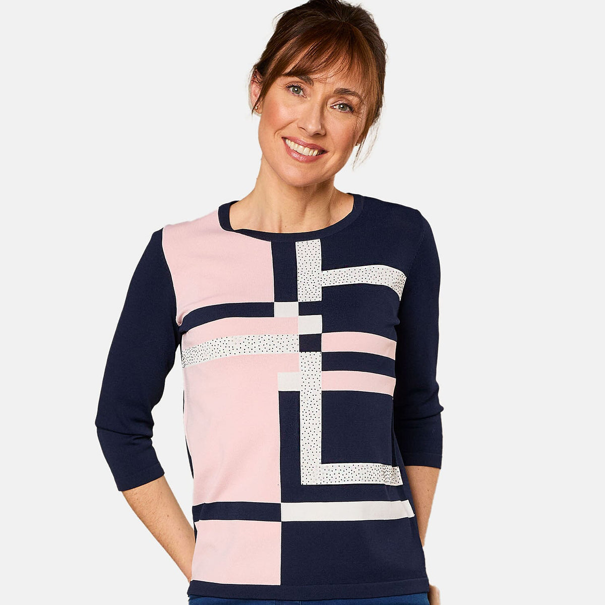 Emreco Colour Block Jumper (Size L) - Pink &amp; Navy 7744399 4