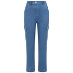 Emreco Comfort Stretch Denim Cargo Trousers (Size 18) - Light Blue