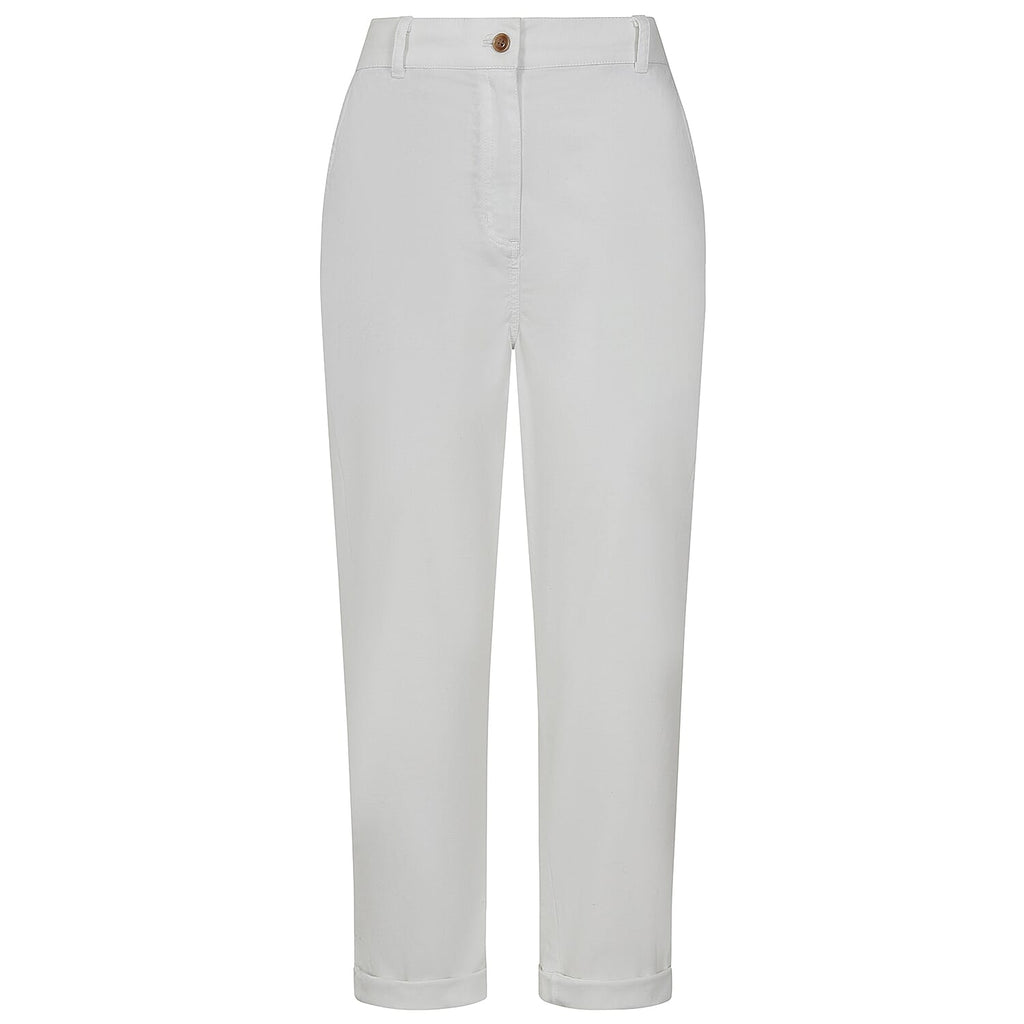 Emreco Cotton Elastic Back Turn Up Chino (Size 10) - White