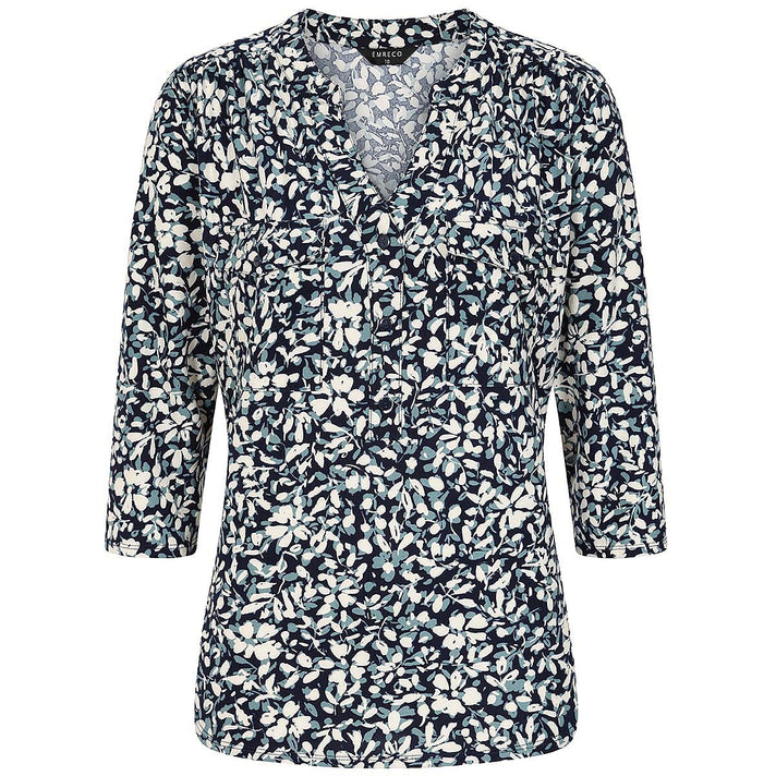 Emreco Floral Print Mandarin Collar Blouse (Size 12) - White 8097502 2