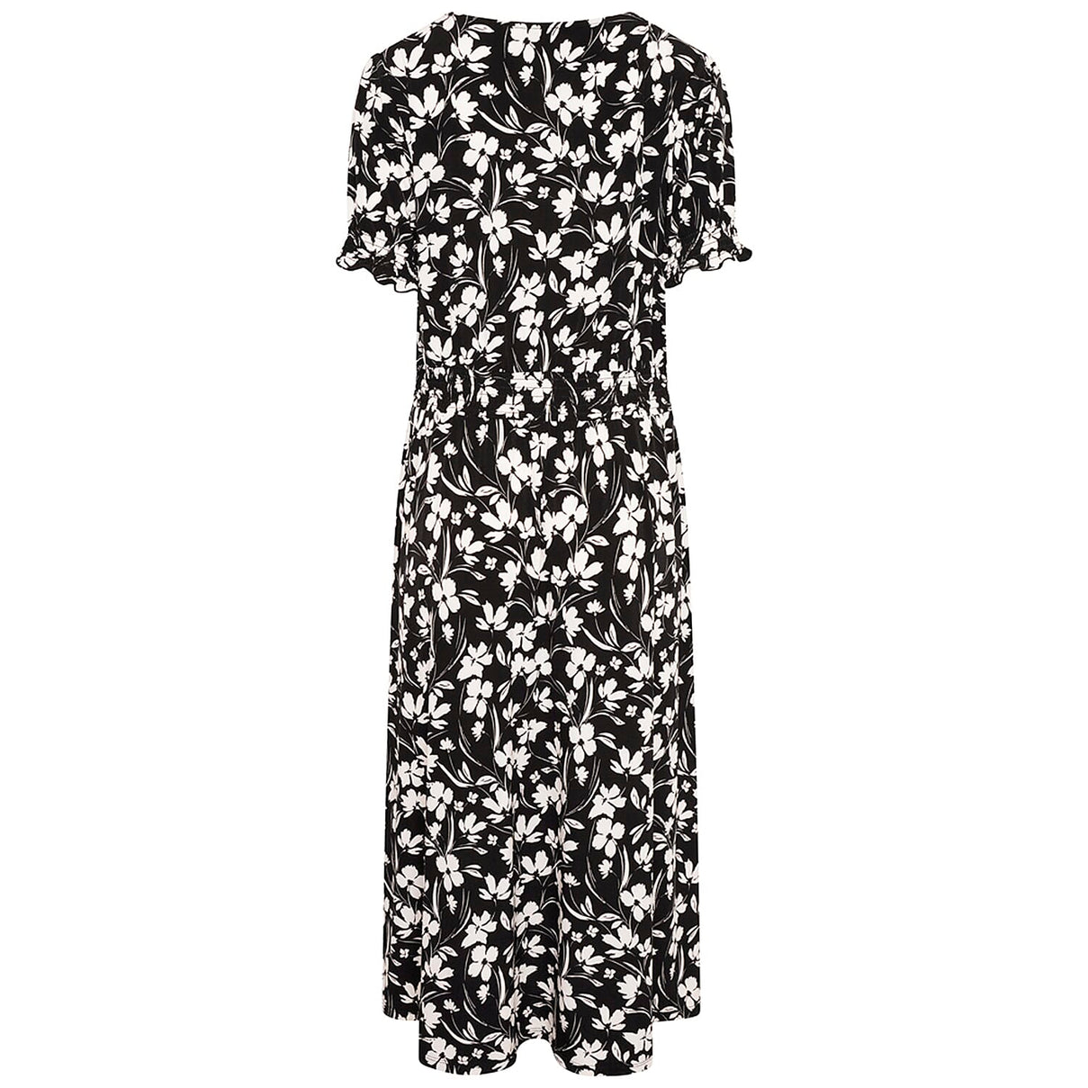 Emreco Floral Print Shirred Wrap Tea Dress - Black 7554057 2