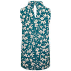 Emreco Floral Print Twist Neck Sleeveless Top (Size 20) - Teal