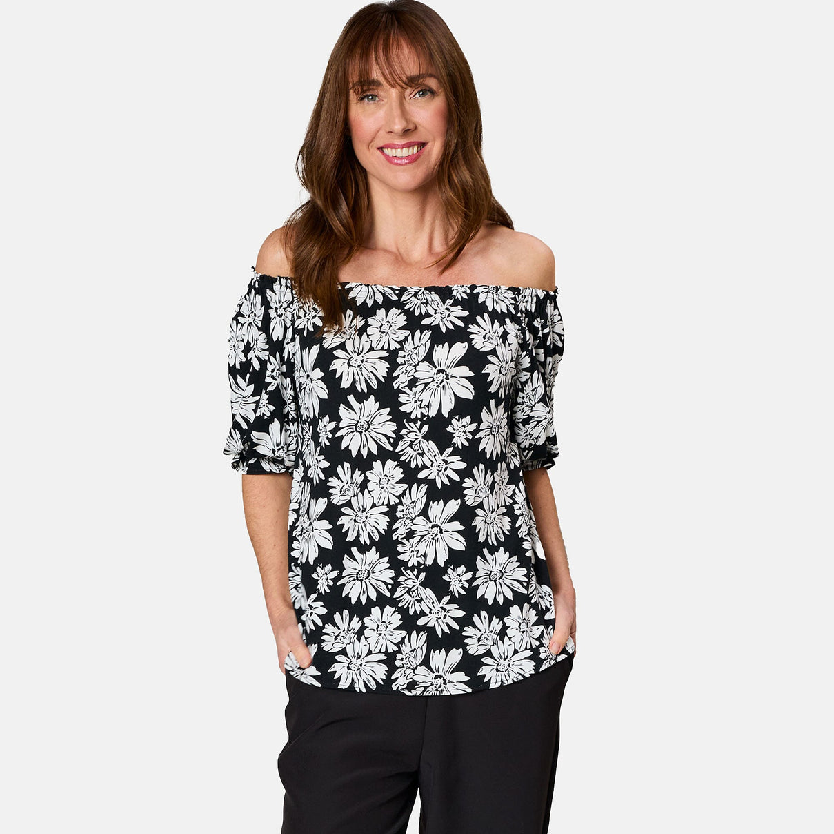 Emreco Frill Sleeve Floral Top 7805020 1