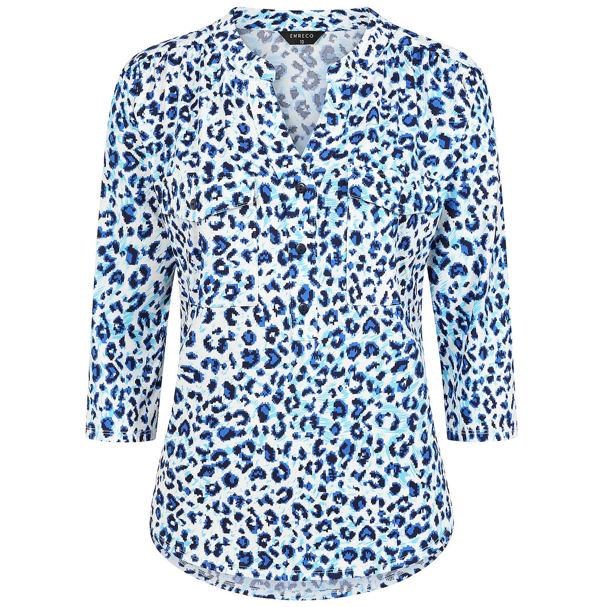 Emreco 3-4 Sleeve Animal Printed Mandarin Collar Blouse (Size 18) - Blue &amp; White 7972167 2
