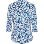 Emreco 3-4 Sleeve Animal Printed Mandarin Collar Blouse (Size 18) - Blue & White