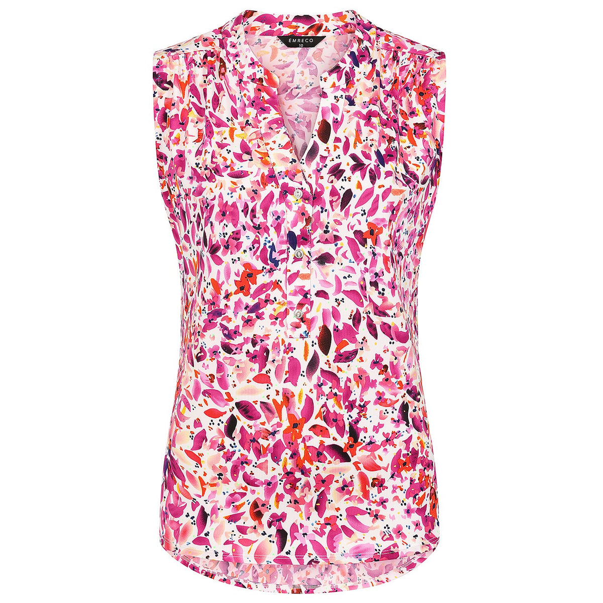 Emreco Geometric Print Mandarin Collar Sleeveless Blouse V32550608 0