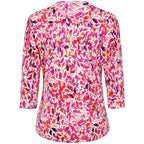 Emreco 3-4 Sleeve Printed Pintuck Mandarin Collar Blouse (Size 18) - Pink