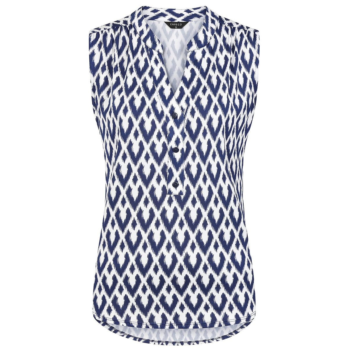 Emreco Geometric Print Mandarin Collar Sleeveless Blouse 7972464 0