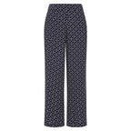 Emreco Spun Viscose Printed Elastic Waist Wide Leg Trouser (Size 12) - Navy