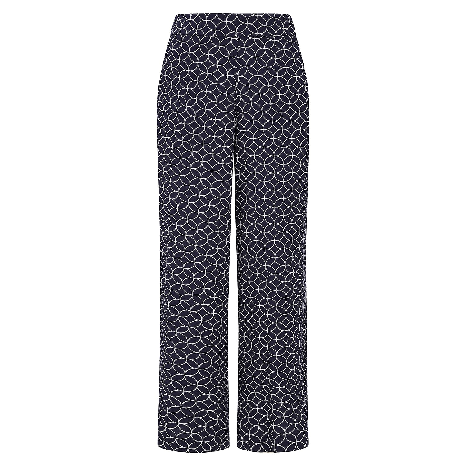Emreco Spun Viscose Printed Elastic Waist Wide Leg Trouser (Size 12) - Navy 8265787 1