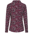 Emreco Long Sleeve Classic Collar Micro-Print Blouse (Size 16) -  Plum