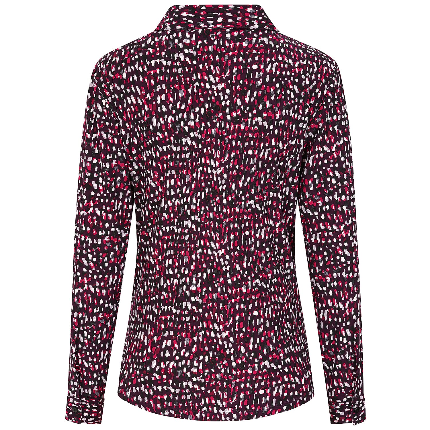 Emreco Long Sleeve Classic Collar Micro-Print Blouse (Size 16) -  Plum 8097440 2