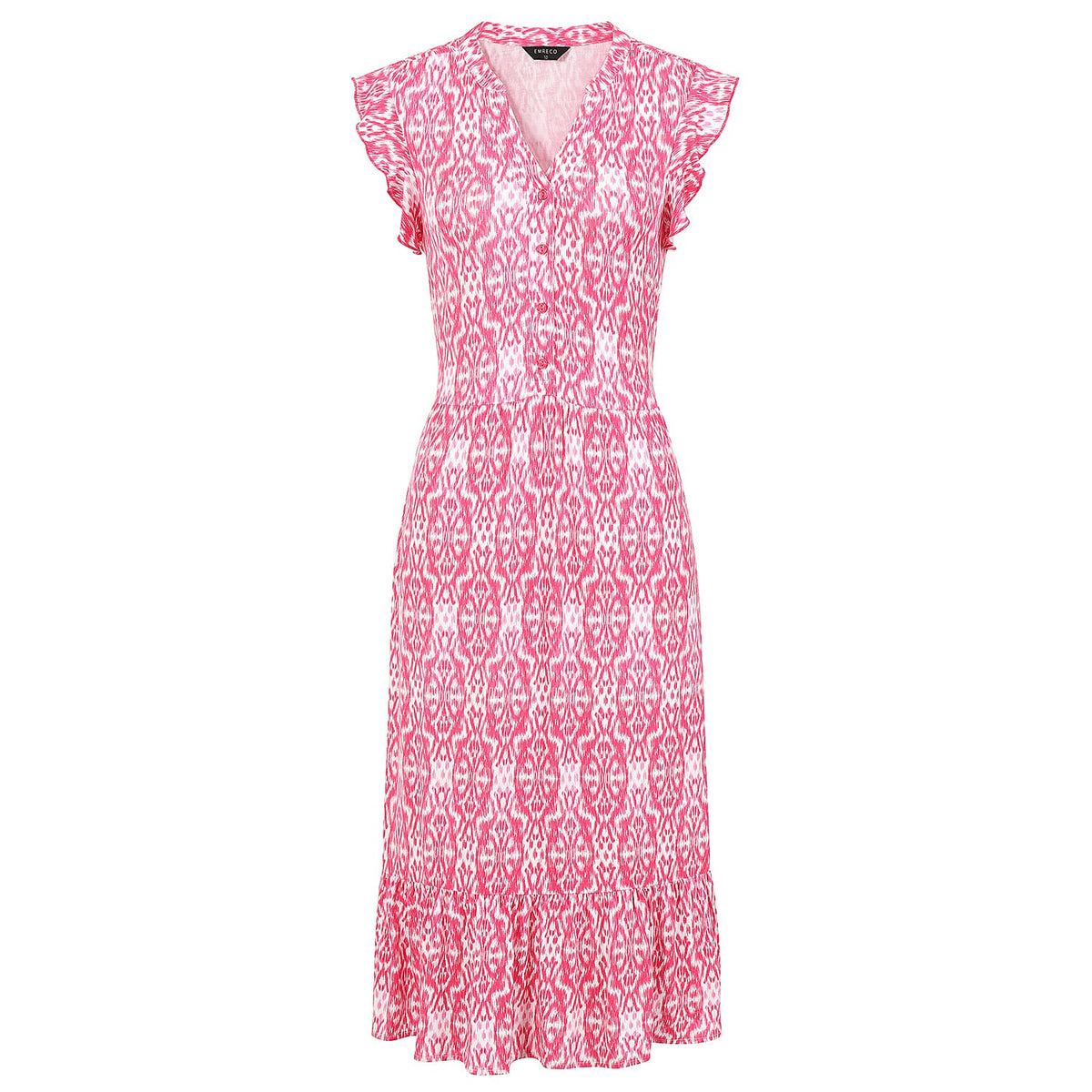 Emreco Sleeveless Tie Waist Geo Tile Print Midi Dress (Size - 18) - Pink V32585389 0
