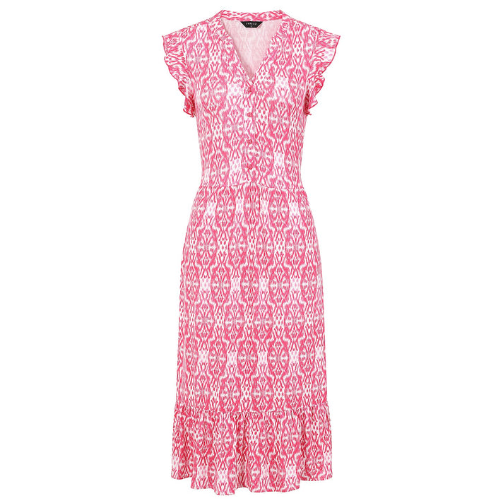 Emreco Sleeveless Tie Waist Geo Tile Print Midi Dress (Size - 18) - Pink 7972258 1