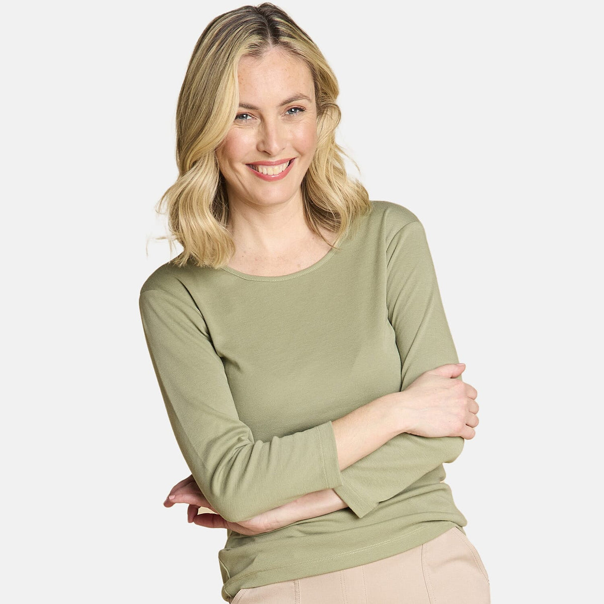 Emreco Relaxed Fit 3-4 Sleeve Crew Neck Classic Top V32529134 0