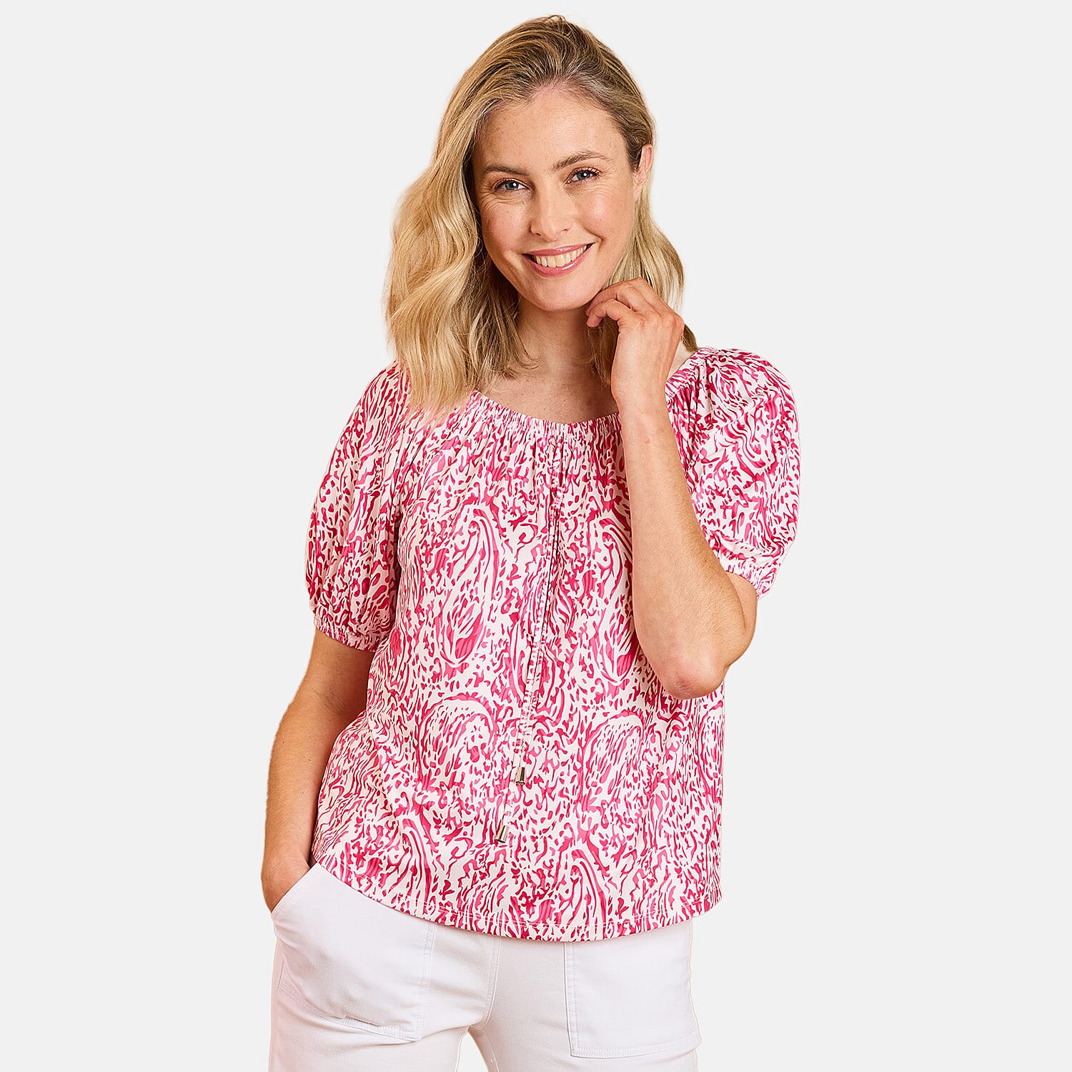 Emreco Short Sleeve Printed Top (Size 10) - Pink 8226275 0
