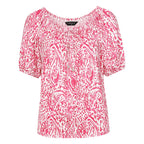 Emreco Short Sleeve Printed Top (Size 10) - Pink